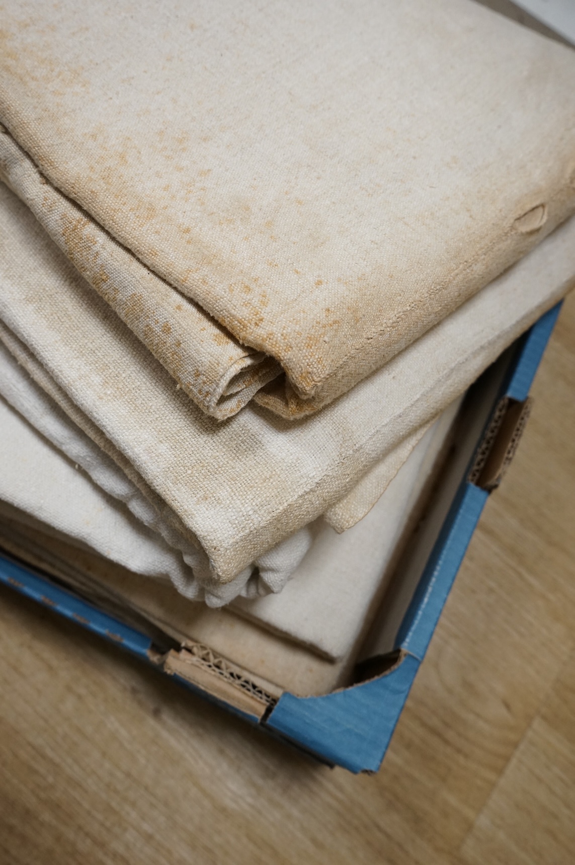 Six coarse French provincial linen sheets